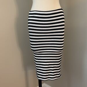 Rolla Coster Black and White Striped Stretch Pencil Skirt Sz S